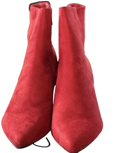 KOMFORT MITTELHOHE ROTE WILDLEDERSTIEFELETTEN GRÖSSE 10 M REISSVERSCHLUSS AN DEN SEITEN  - Bild 1 von 7