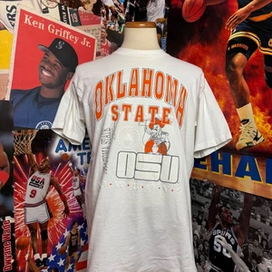 Vintage 90s Oklahoma State OSU Cowboys NCAA Graphic T Shirt Sz Large - Picture 1 of 7
