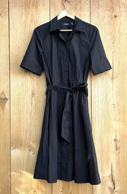Ralph Lauren Black Label Poplin Black Short Sleeve Dress Sz 10 - Image 1 of 4