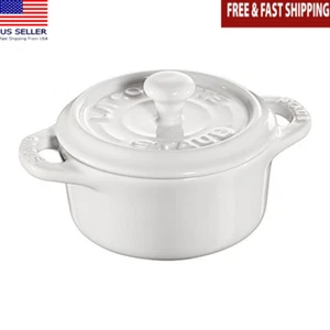 Forno Olandese Ceramica 0,25 Quart 3 Pezzi Mini Cocotte Rotonda Lavabile in Lavastoviglie Bianco - Foto 1 di 7