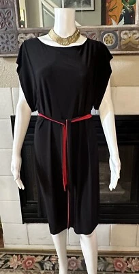 XS Tiana B Women's Elegant Black Dress Red Accent Short Sleeves Knee-Length - Image 1 of 4