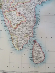 Southern India Bombay Hyderabad Ceylon Mysore Sri Lanka 1924 Johnston map - Picture 1 of 4