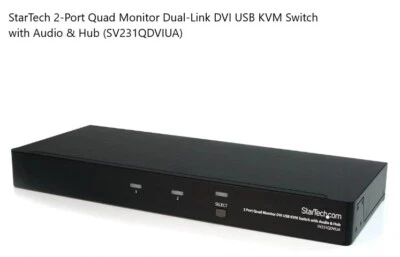 STARTECH 2 PORT QUAD MONITOR DUAL-LINK D USB KVM SWITCH SV231QDVIUA - Image 1 of 4