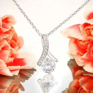 Beautiful Necklace Ribbon Shape Mothers Day Anniversary Birthday Wife Girlfriend - Picture 1 of 3