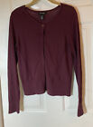 Size M White House Black Market Sweater Cashmere Blend Burgundy Long/SL Cardigan