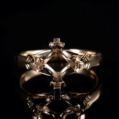 Solitaire Women Engagement Semi Mounting Ring Custom Round 11mm 10K Yellow Gold - Image 1 of 4