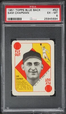 1951 Topps Blue Back #52 Sam Chapman PSA 6 - Image 1 of 2
