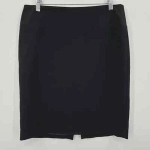 Ellen Tracy Skirt Women's Size 8 Black Pencil Solid Zip Slit Lined Polyester - Picture 1 of 9