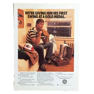 General Electric USA Baseball Print Ad 1984 Los Angeles Olympics 8x10.75" GE - Picture 1 of 1