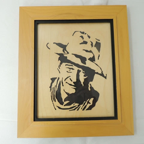 John Wayne Wood Cut Out Silhouette by Devine Framed Picture Inlay Wood Frame Cover