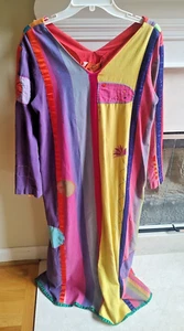 Vintage 70er JOSEFA Maxikleid Kaftan Patchwork Band Art-To-Wear M Pls LESEN - Bild 1 von 10