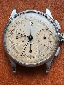GIRARD-PERREGAUX CHRONOGRAPH JUMBO DIAL REGISTERS, ALL STEEL 35MM DOUBLE SIGNED! - Picture 1 of 13