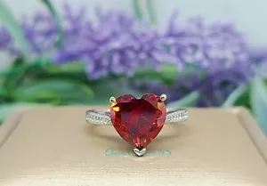 3.5 Ct Ruby Heart Ring Engagement Wedding  Ring Genuine 925 Silver New Simulated - Picture 1 of 8