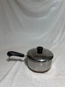 Vintage 1801 Revere Ware Kupferboden 2 Quart Kochtopf mit Deckel, Clinton IL USA - Bild 1 von 7