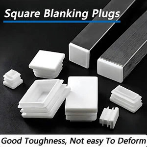 Square Plastic End Caps Blanking Plugs Tube Pipe Box Section Inserts / White - Picture 1 of 6