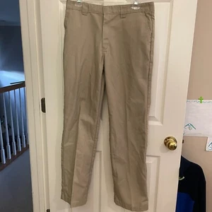 Dickies Boys Flat Front Khaki Slim Straight Leg Uniform Pants Size 20 - Picture 1 of 6