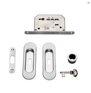 KIT PER PORTE SCORREVOLI RETTANGOLARE OVALE CON CHIAVE E SERRATURA CROMO KO05  - Picture 1 of 1