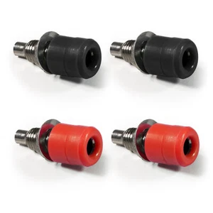 4x Bananenbuchse mit Gewinde Set 2x Schwarz 2x Rot Einbaubuchsen 4mm Bananas - Bild 1 von 2