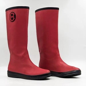 Cole Haan Women Retro Vintage 90s CH Logo Red Rubber Rain Boots sz 9 - Picture 1 of 10