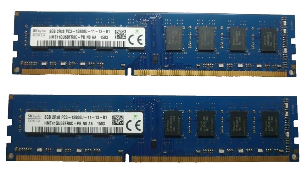 SK HYNIX 16GB(2X8GB) 2RX8 PC3-12800U Memory HMT41GU6BFR8C-PB Desktop Memory - Image 1 of 1
