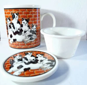 Vintage City Cat By Takahashi Coffee / Tea Mug With Strainer / Diffuser And Lid - Picture 1 of 10