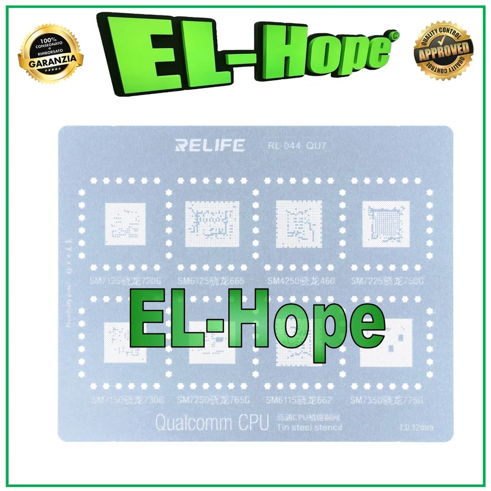 STENCIL REBALLING CHIP QU7 PER QUALCOMM SNAPDRAGON SM7150 SM7225 SM7250 SM7350 - Immagine 1 di 1