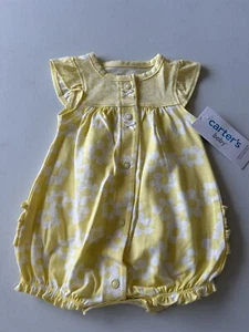 carters baby girl yellow floral One Piece Outfit Size Nb New - Picture 1 of 5