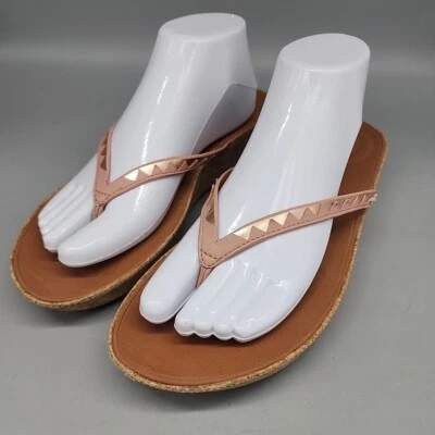 Sandalias de cuña Fitflop Linny Zig Zag Puntera Corcho Talla 9 EU 41 Dorado Rosa Tostado Foto 1 de 4