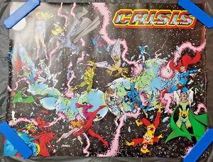 1985 CRISIS ON INFINITE EARTHS COVER #1 POSTER - GEORGE PEREZ Art - DC Comics - Picture 1 of 2