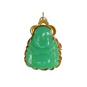 14K Gelbgold Chrysopras Buddha Anhänger, 4,5gr - Bild 1 von 5