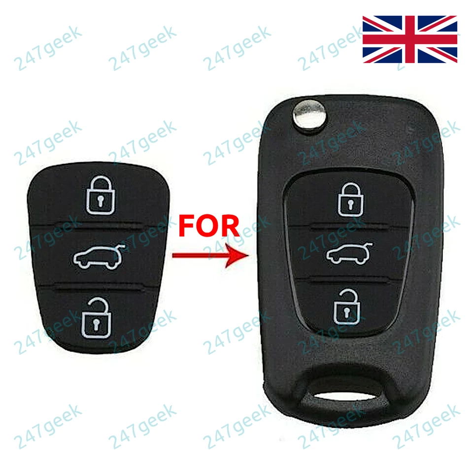 Hyundai 3 Button Rubber Key Pad Remote Fob for Hyundai 10/20/30 Flip Key