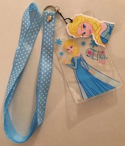 NEU "Elsa" blau Schlüsselband Ausweis Karte Pass Kunststoff Halter Namensschild Etui Hülle - Bild 1 von 5