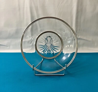 Coupe sur pied en cristal & ARGENT MASSIF poinçonné MINERVE compotier table - Photo 1/4