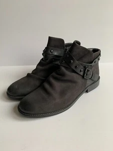 Bertie black ankle boot EU 41 UK 8 NEW nubuck leather studded flat Portar straps - Picture 1 of 10