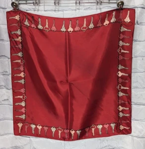 Uana Vintage Red Key Square Scarf - Picture 1 of 9