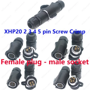 XHP20 2~5Pin Pair Bulkhead Waterproof Plug Socket,Screw Crimp Aviation Connector - Picture 1 of 17