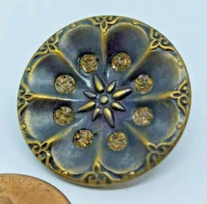 Antique Brass Button Shell P B & Co Deponirt Wire Shank 7/8" - Picture 1 of 6