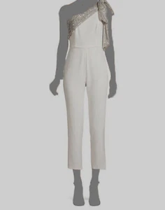 $295 Jay Godfrey Women White Sequin Gavin Jumpsuit Size US 2 - Picture 1 of 4