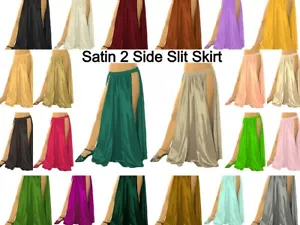 Falda circular panel hendidura danza del vientre satinado Jupe falda hendidura columpio tribal gitano S36 - Imagen 1 de 44