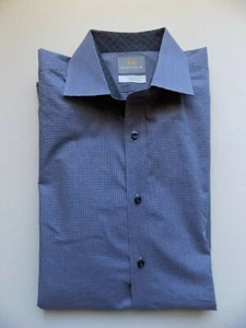 THOMAS DEAN BUTTON FRONT SHIRT Size Large Gray Mini Check pattern - Picture 1 of 4