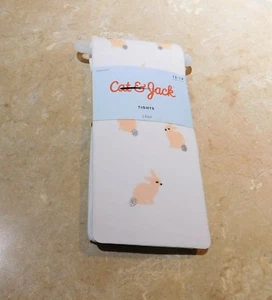 827   Cat & Jack White Sparkle Bunny Girls Footed Tights 12 - 14 - Picture 1 of 2