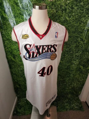2000-2001 Philadelphia 76ers Basketball #40 Tyrone Hill Game Worn Jersey 48+4 - Image 1 of 4