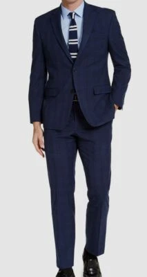 $395 Izod Para hombres Azul Ventana Calce Clásico Chaqueta Pantalones 2 Piezas Traje Talla 38R Foto 1 de 4
