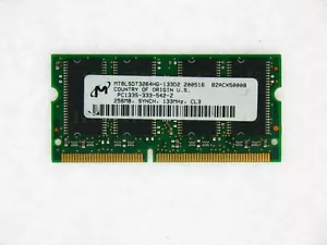 MT8LSDT3264HG-133D2 256MB 144p PC133 CL3 8c 16x16 SDRAM SODIMM TESTED - Picture 1 of 1