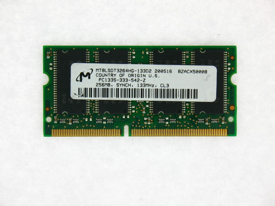 MT8LSDT3264HG-133D2 256MB 144p PC133 CL3 8c 16x16 SDRAM SODIMM PROBADO Foto 1 de 1