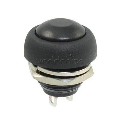 10Pcs 12mm Mini Waterproof Momentary ON/OFF Push Button Round Switch Black - Image 1 of 4