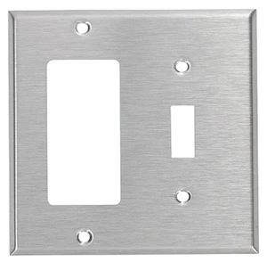 (1 pieza) *NUEVO* 2 marchas 1 palanca/1 decorador GFCI placa de pared combinada de acero inoxidable - Imagen 1 de 1
