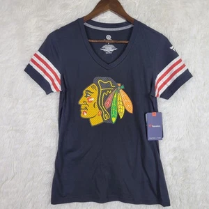 Fanatics Women Chicago Blackhawks Black V-Neck Jersey Tee - Picture 1 of 10