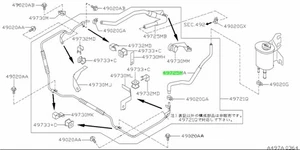 Schlauch, Rücklauf Servolenkung für: Nissan Skyline R33 GTR BCNR33 95-98 - Bild 1 von 1