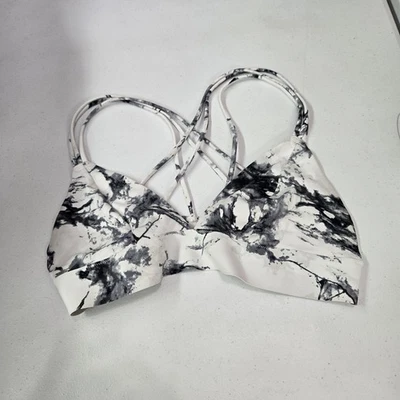 PINK Women Bra Medium White Black Geometric Bralette Wireless Strap - Image 1 of 4